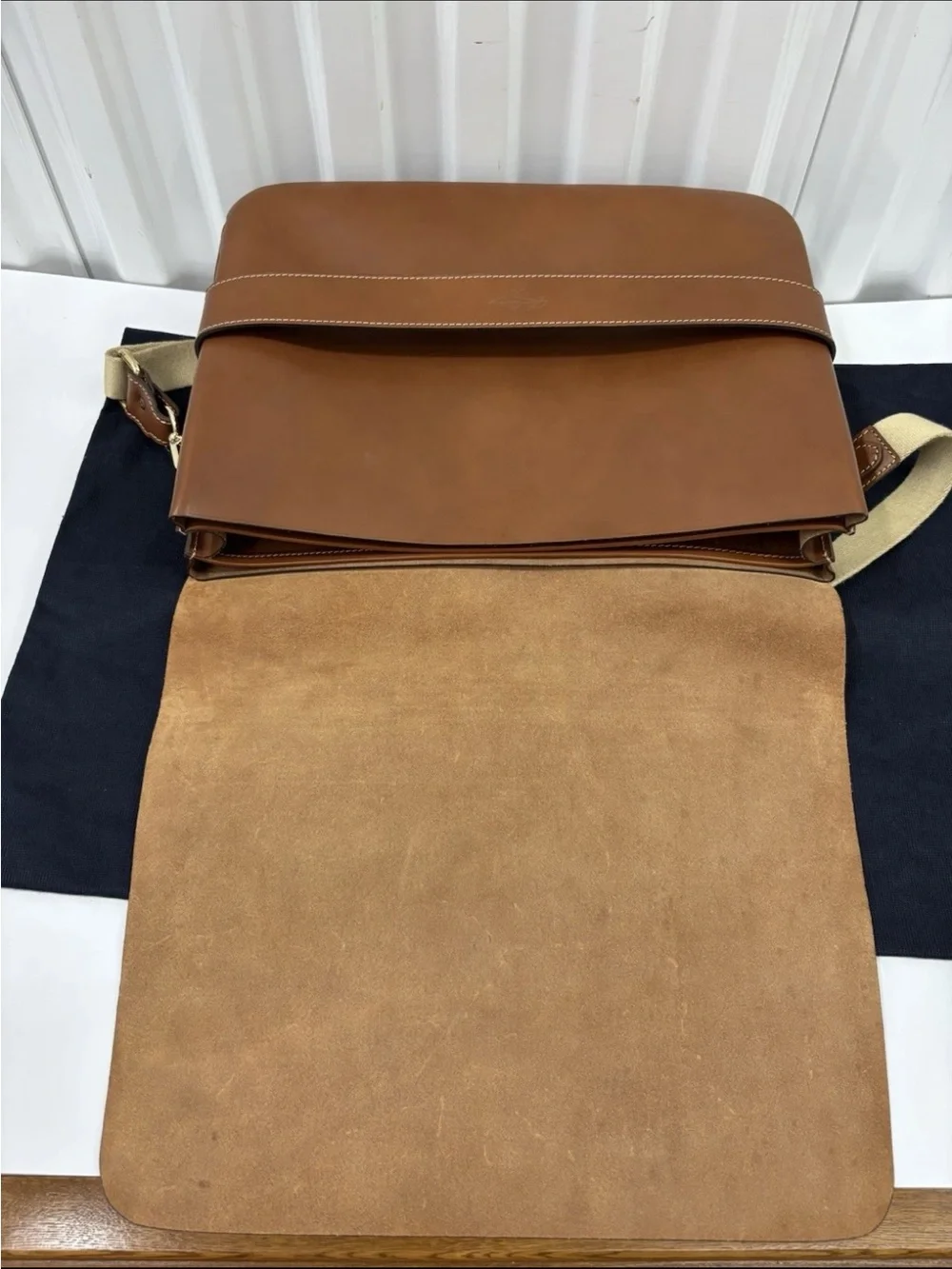 Boldrini Selleria Leather Messenger Bag Crossbody Tan Brown Satchel Italy Luxury